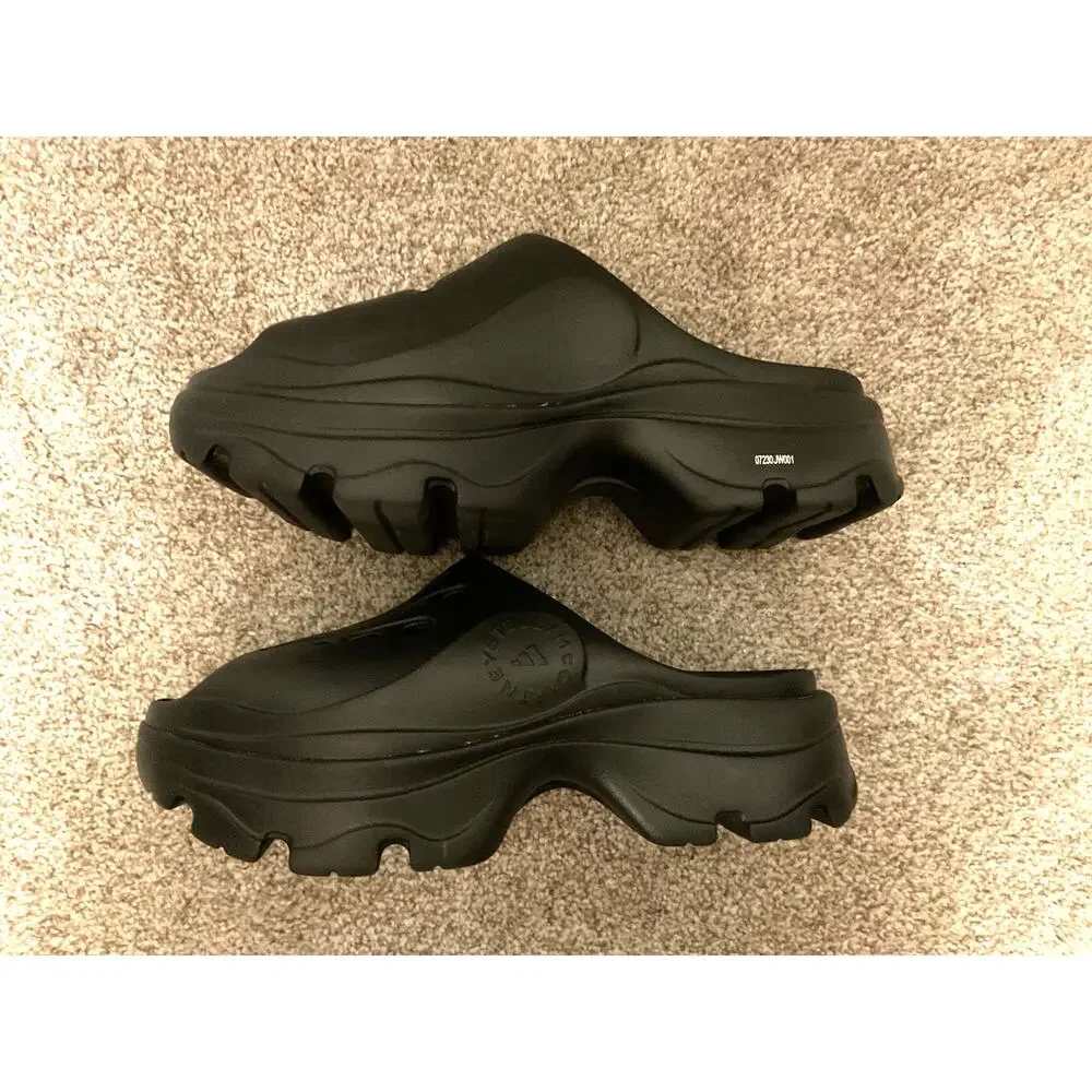 adidas by Stella McCartney GW2050 Triple Black Platform Clogs Women's 10